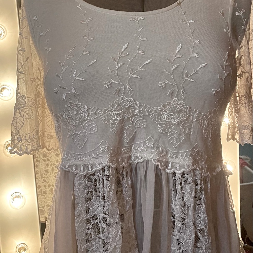 Free People 3/4 length sleeves, lace top